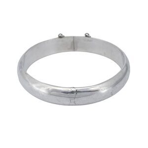 Vintage Sterling Silver 925 Hinged Bangle Bracelet with Safety Chain 7"
